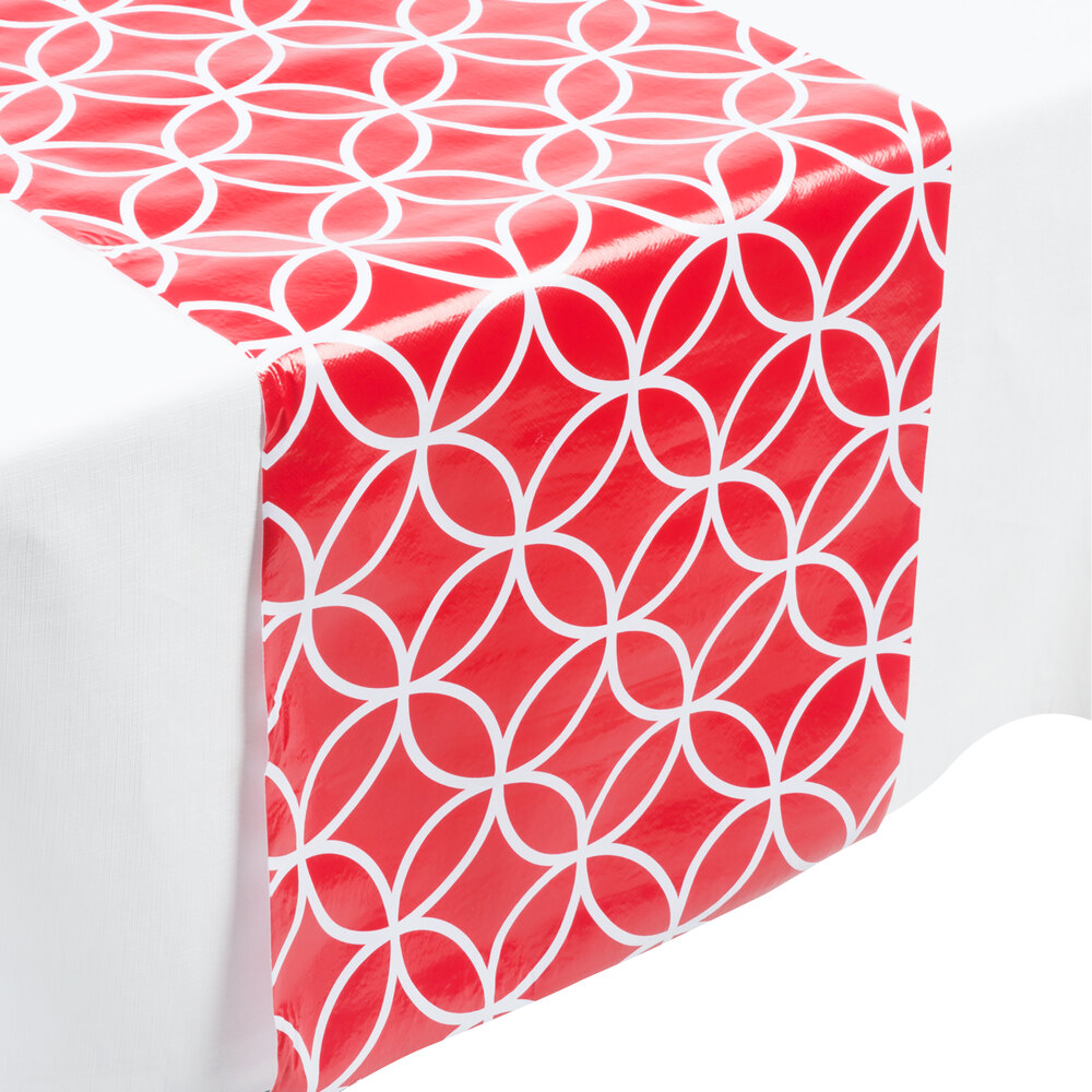 Creative Converting 317331 14" x 84" Classic Red and White Plastic