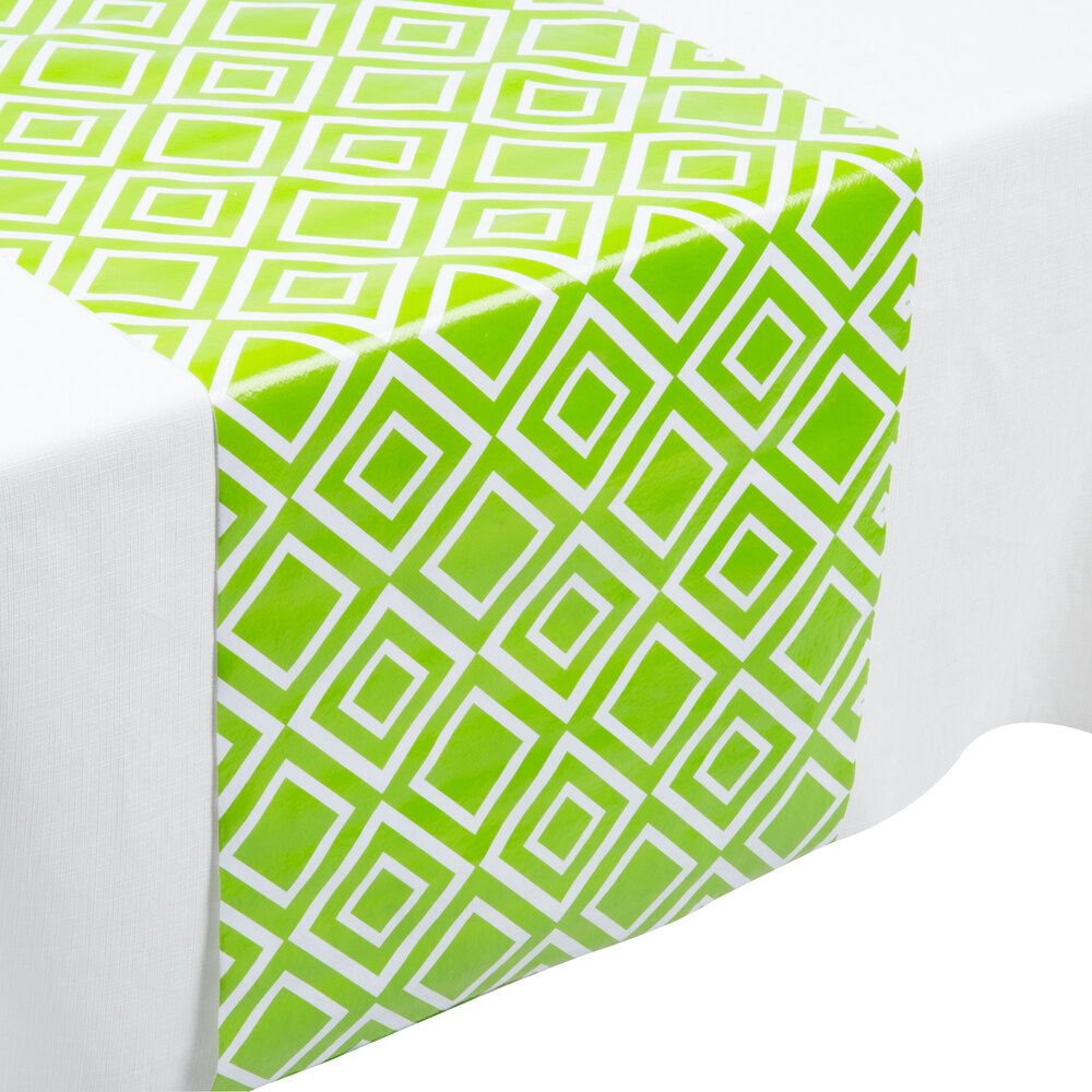 Creative Converting 317335 14" x 84" Fresh Lime Green and White Plastic