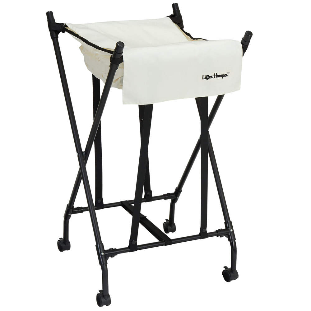 White Mobile Spring Loaded Laundry Lifter Hamper®
