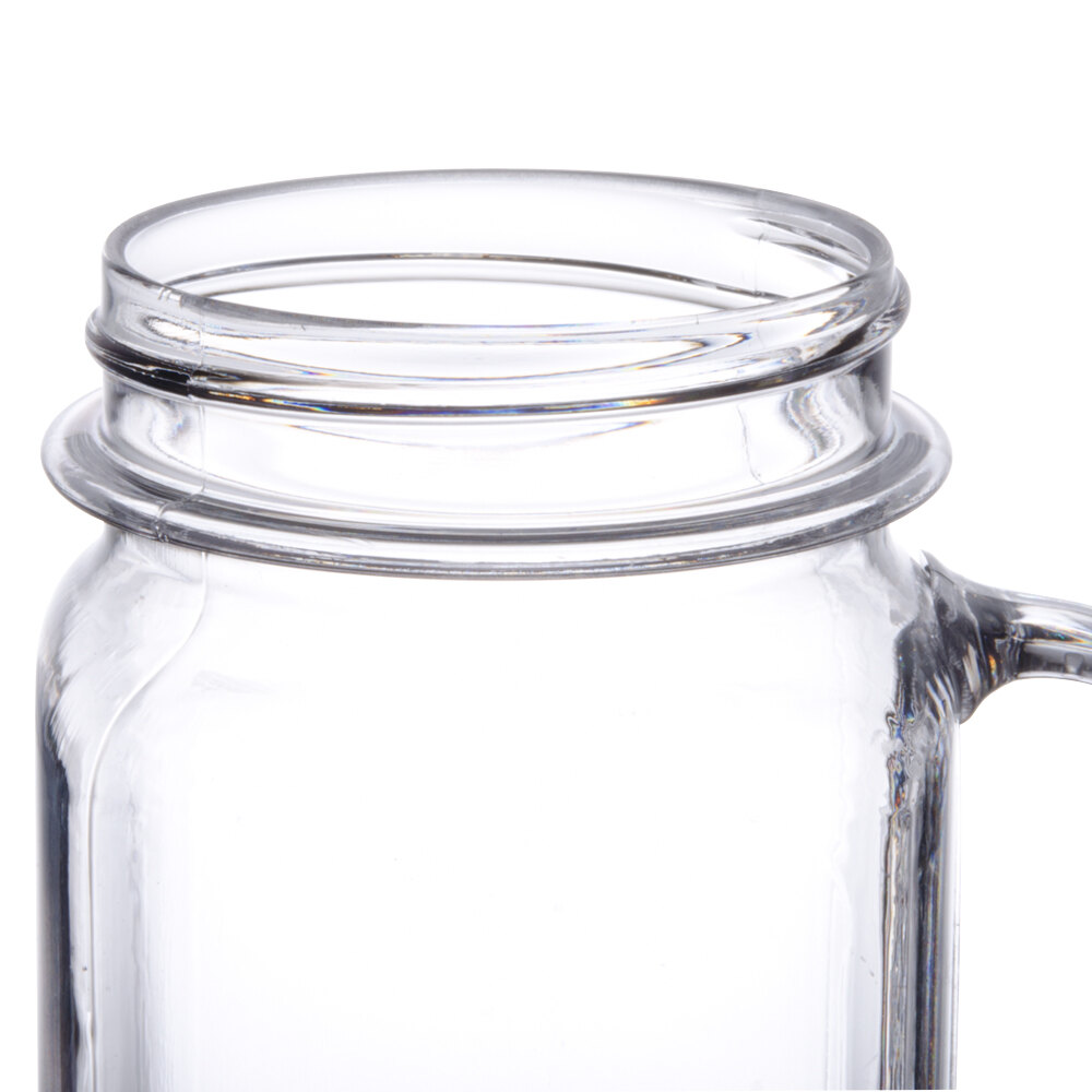 GET MAS3 CL 16 oz. Clear Polycarbonate Mason Drinking Jar with Handle