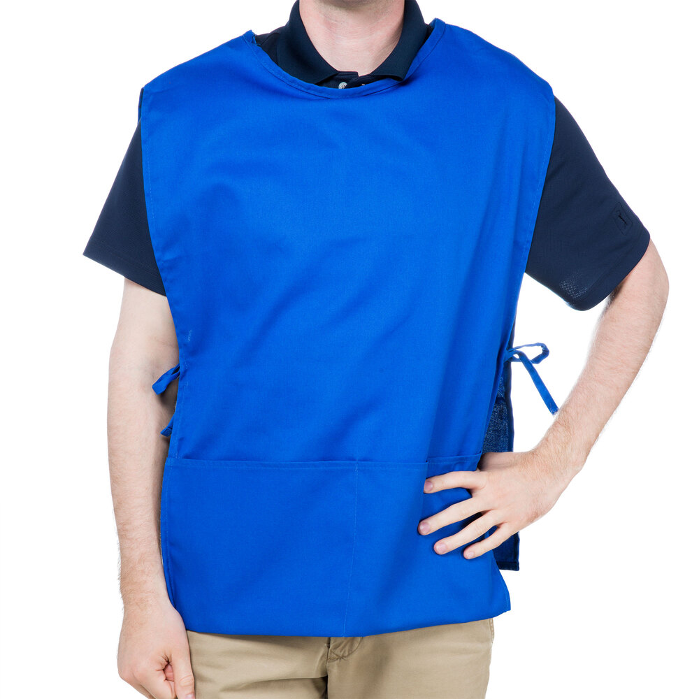 Choice 29" x 20" Blue PolyCotton Cobbler Apron with Two Pockets