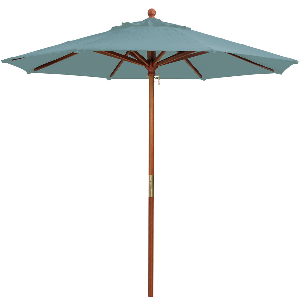 Grosfillex 98102431 9' Round Aqua Freestanding Market Umbrella with 2