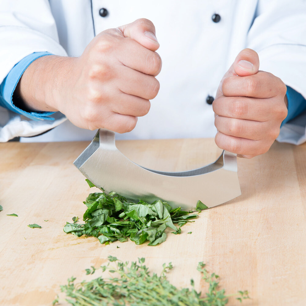 7" Double Blade Mezzaluna Knife with Double Stainless Steel Handles