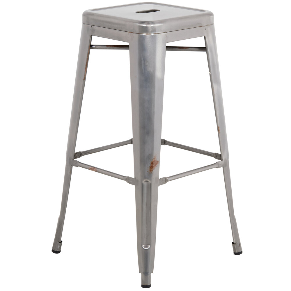 Gunmetal Stackable Steel Bar Height Stool with Drain Hole Seat