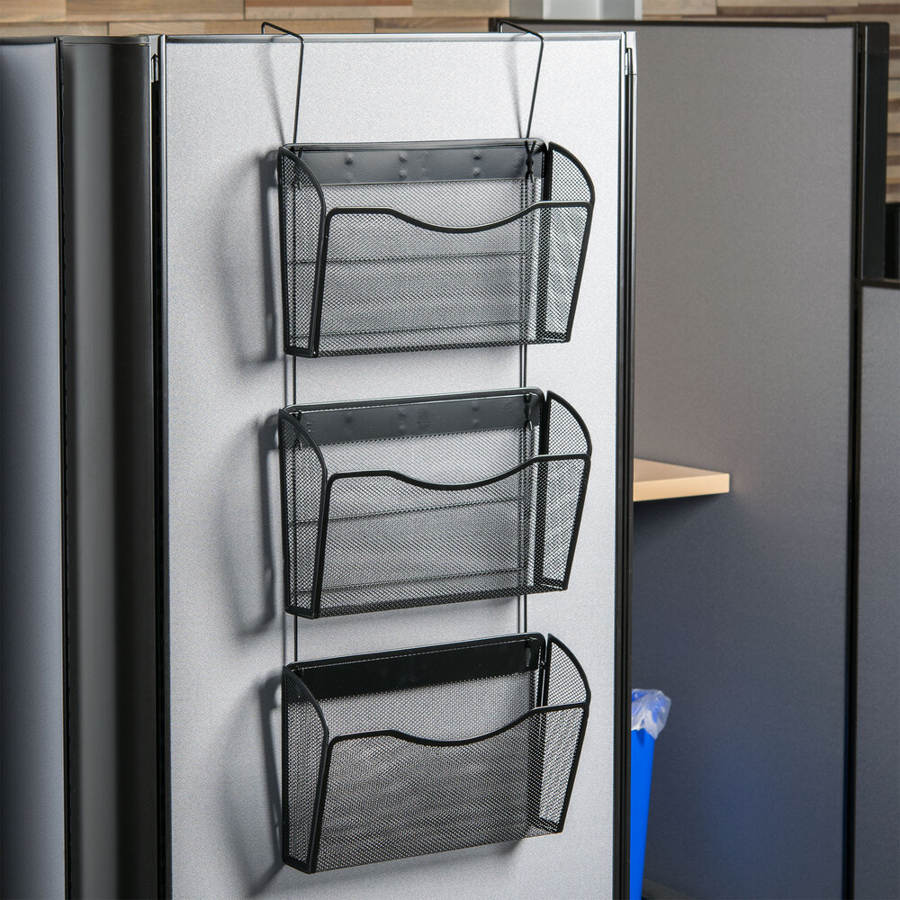 Universal UNV20011 Black Three Pocket Mesh Partition Wall File with Hanger, Letter