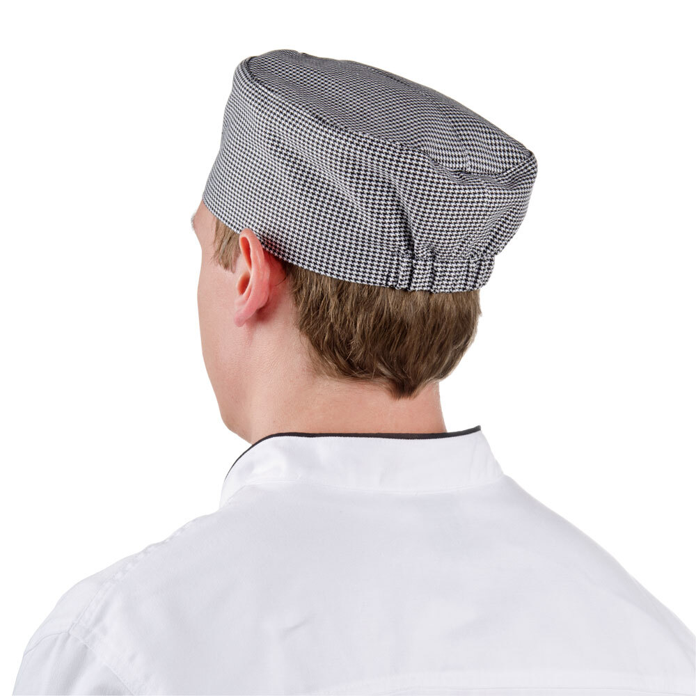 Chef Revival H009R PolyCotton Blend Pill Box Chef Hat Houndstooth