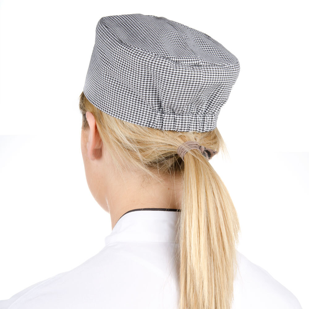 Chef Revival H009R PolyCotton Blend Pill Box Chef Hat Houndstooth