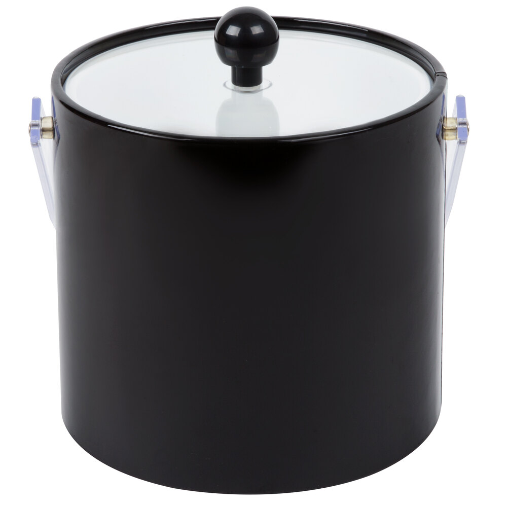 American Metalcraft IBB30 3 Qt. Black Ice Bucket with Tongs