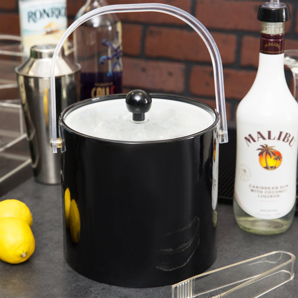 American Metalcraft IBB30 3 Qt. Black Ice Bucket with Tongs
