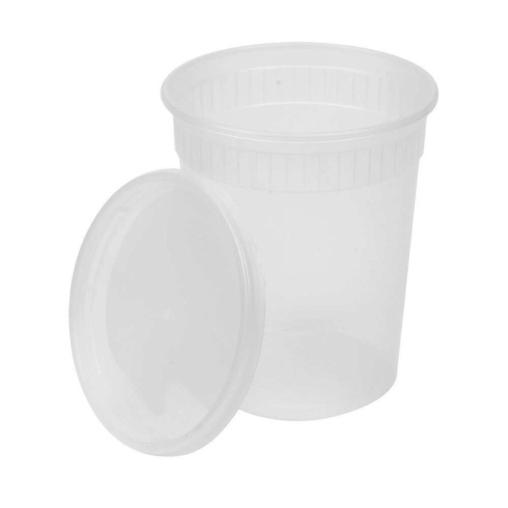 32 oz. Microwavable Translucent Plastic Deli Container with Lid 240