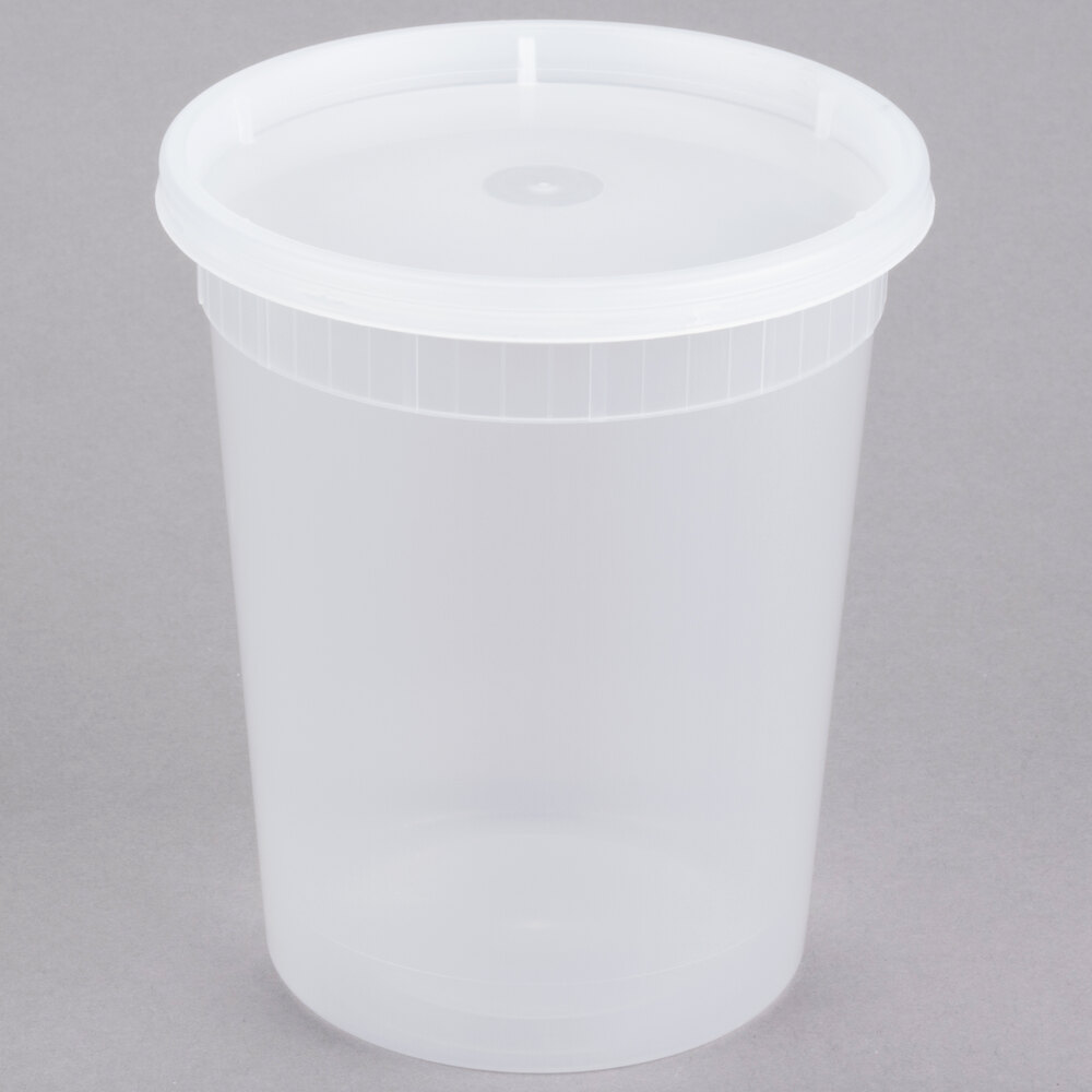 32 oz. Microwavable Translucent Plastic Deli Container with Lid 240/Case
