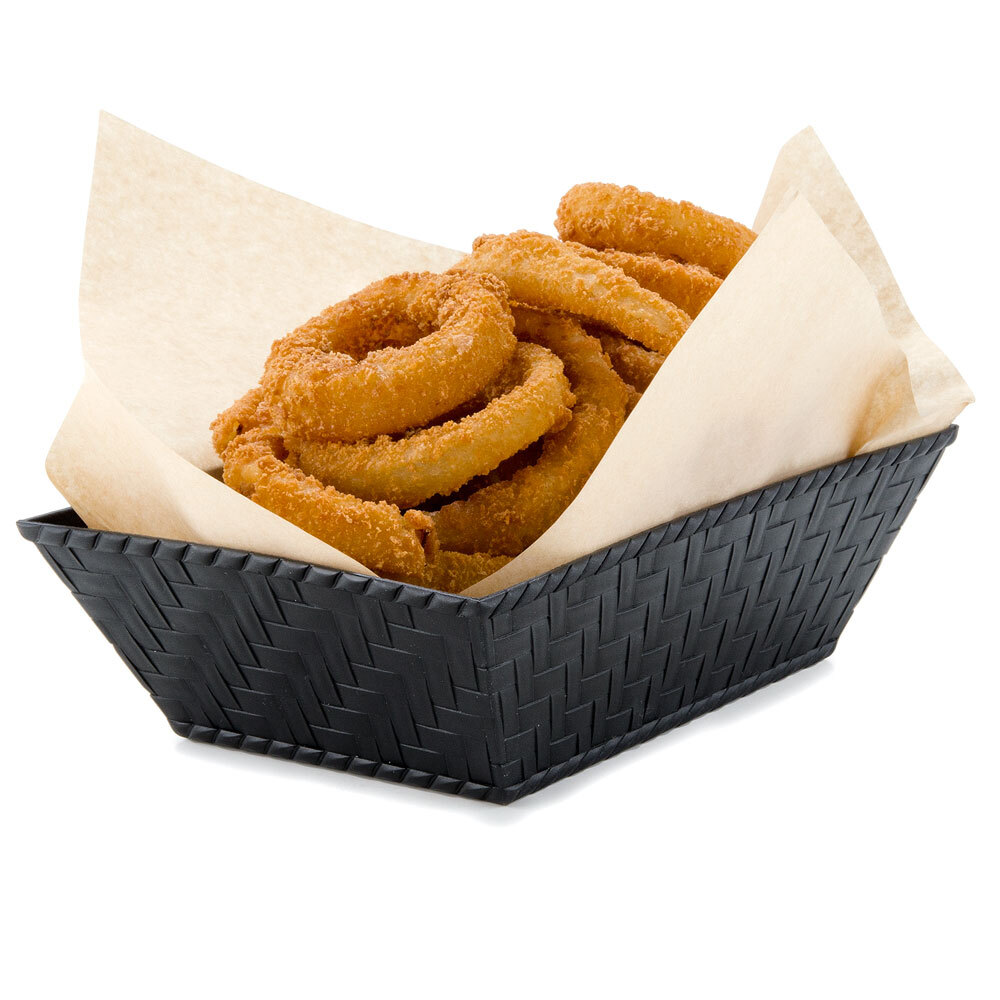 Black GET RB893 8" x 4 1/2" Rectangular Plastic Fast Food Basket 12 / Pack