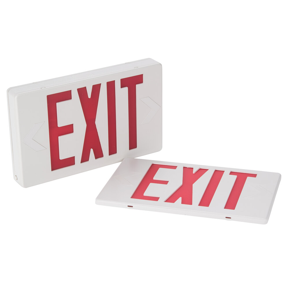 Lighted Exit Sign with Illuminated Double Face, Red Letters and Battery