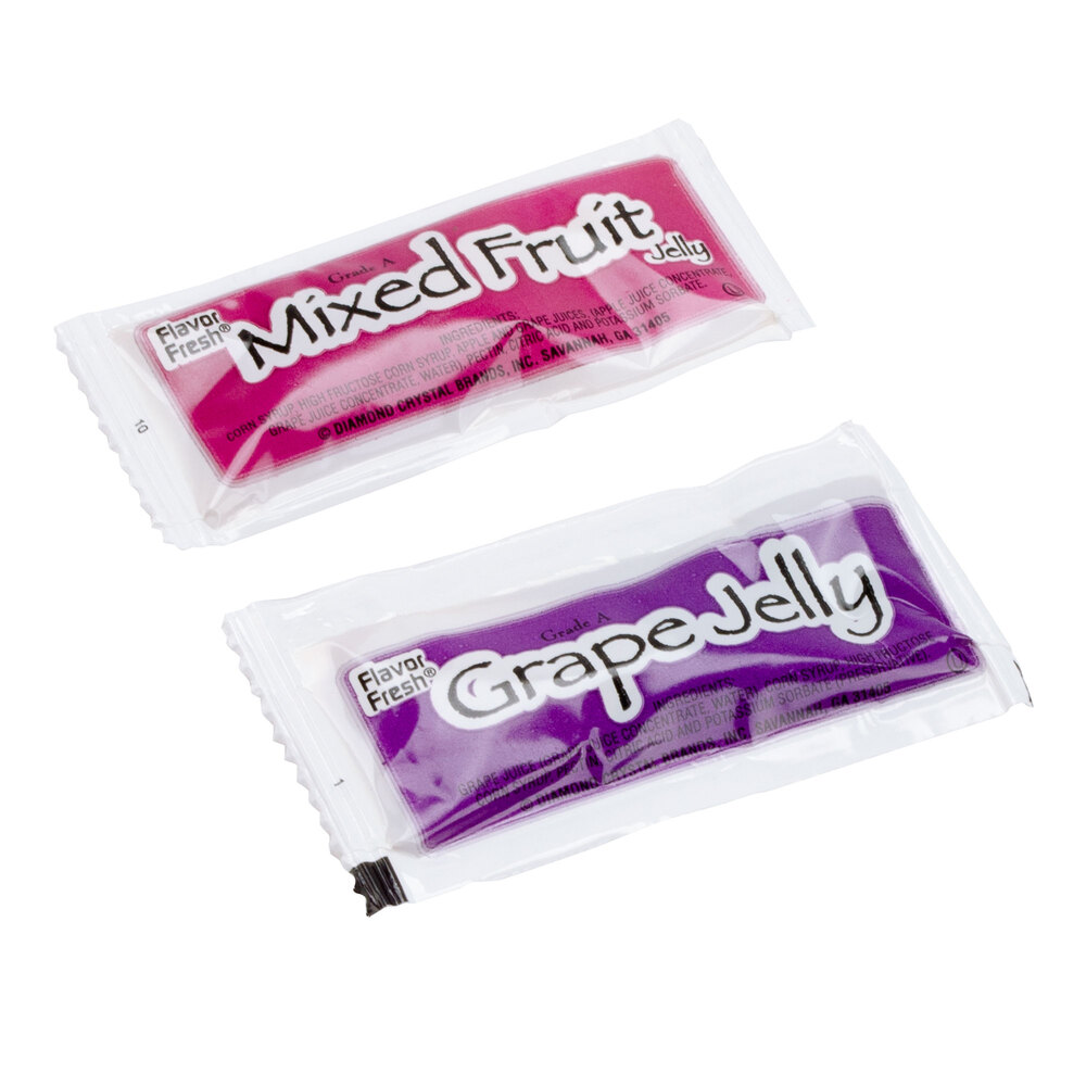 Grape & Mixed Fruit Jelly 10 Gram Portion Packet 200/Case