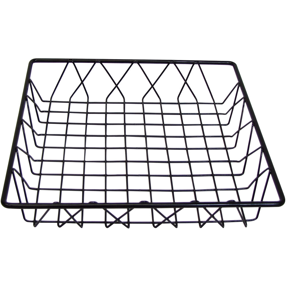 CalMil 1293TRAY Black Square Wire Basket 12" x 12" x 3"