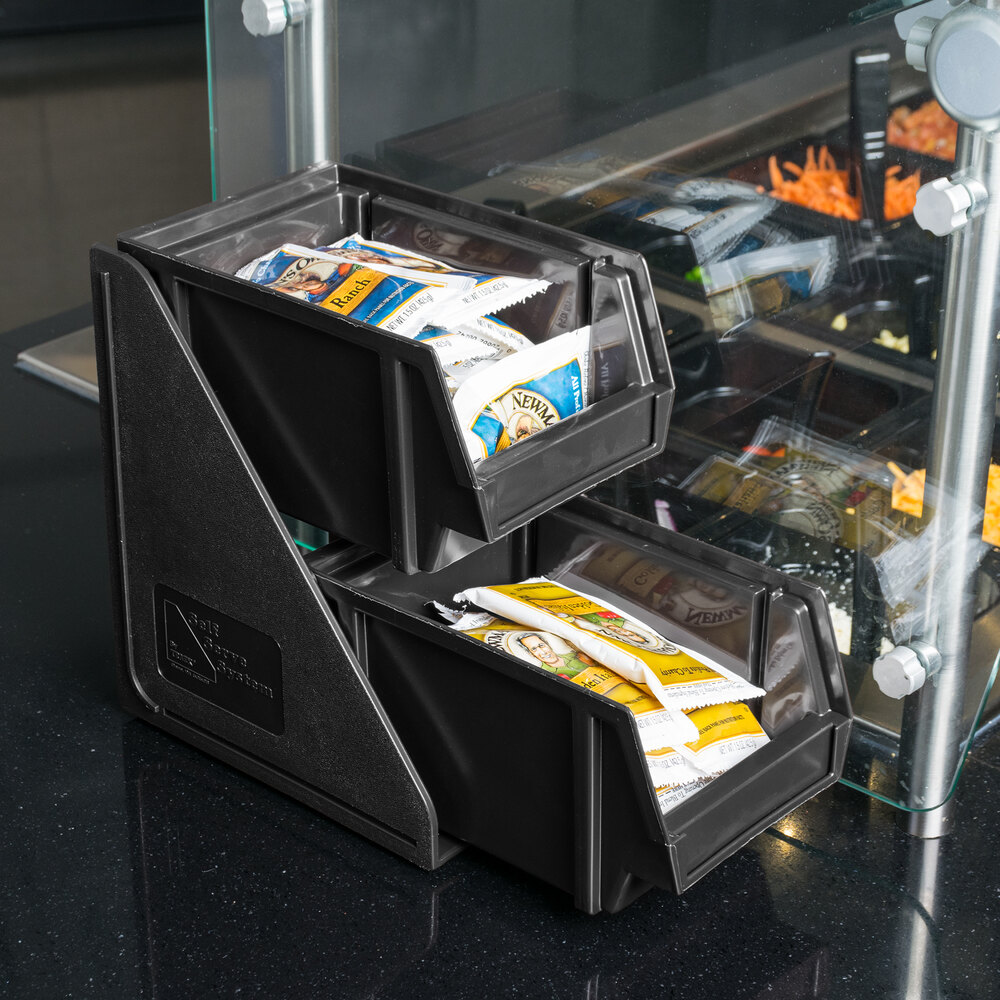 Vollrath 484006 Traex Black SelfServe Condiment Bin Stand Set with 2