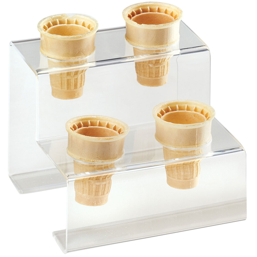 CalMil 36014 Four Cone Acrylic Ice Cream Cone Holder 7" x 7" x 6"