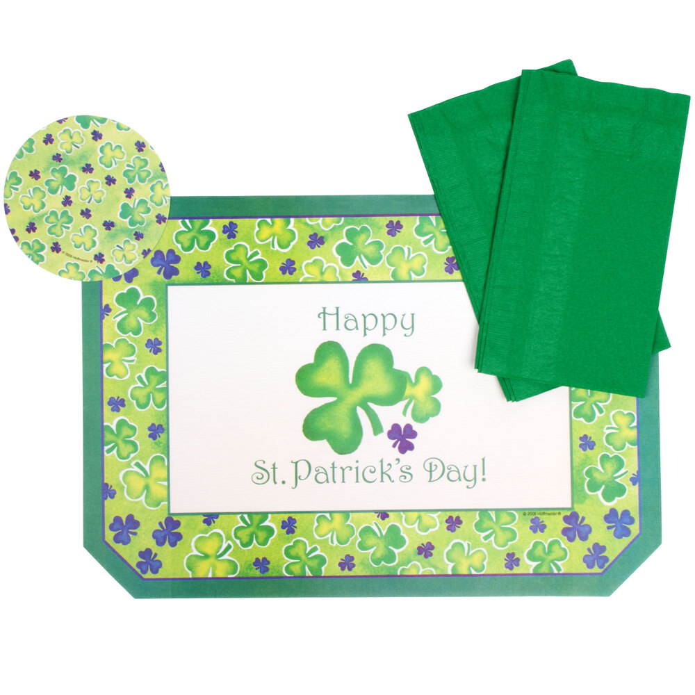 Hoffmaster 856719 10" x 14" St. Patrick's Day Placemat Combo Pack 200
