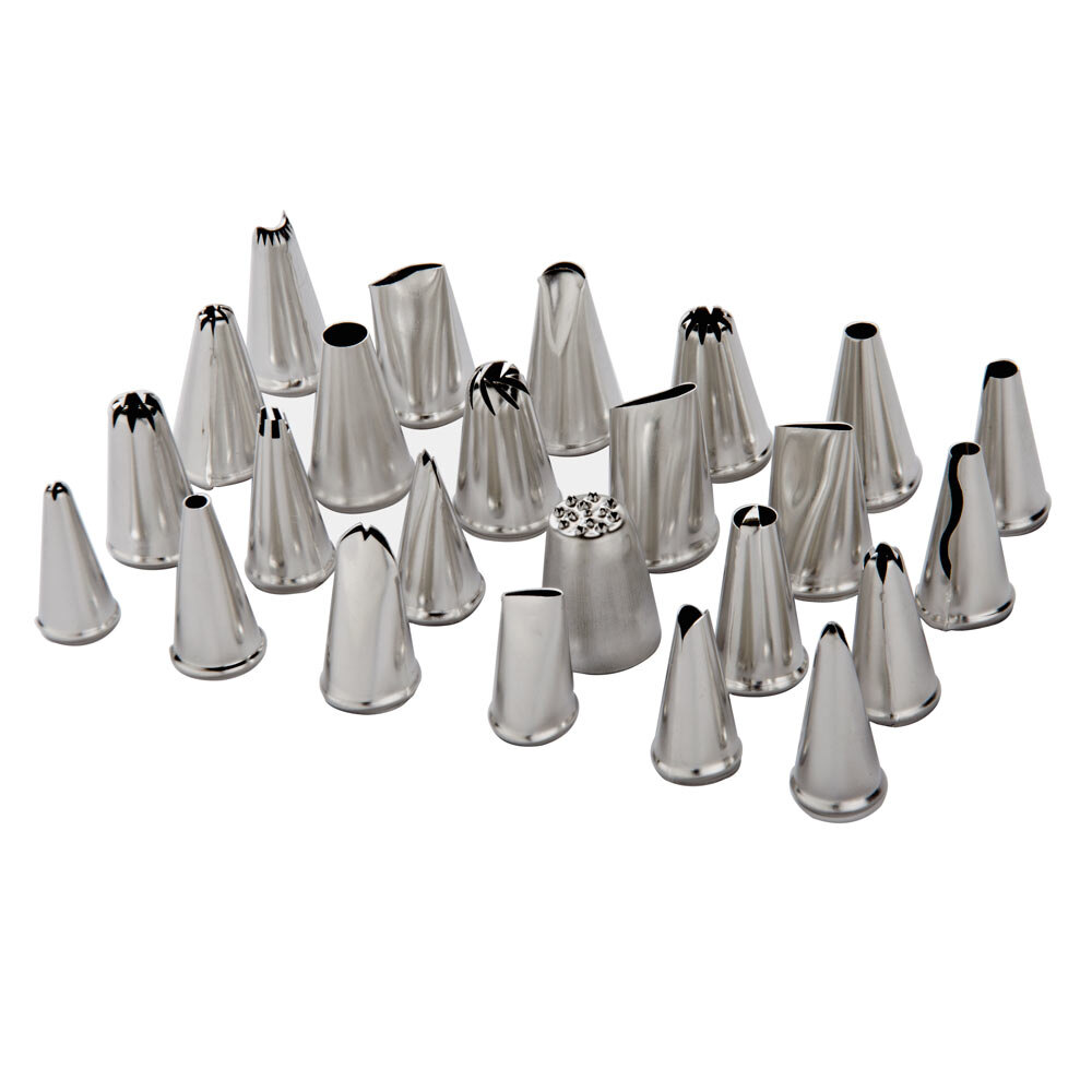 24 Piece Chrome Plated Pastry Tube Decorating Set
