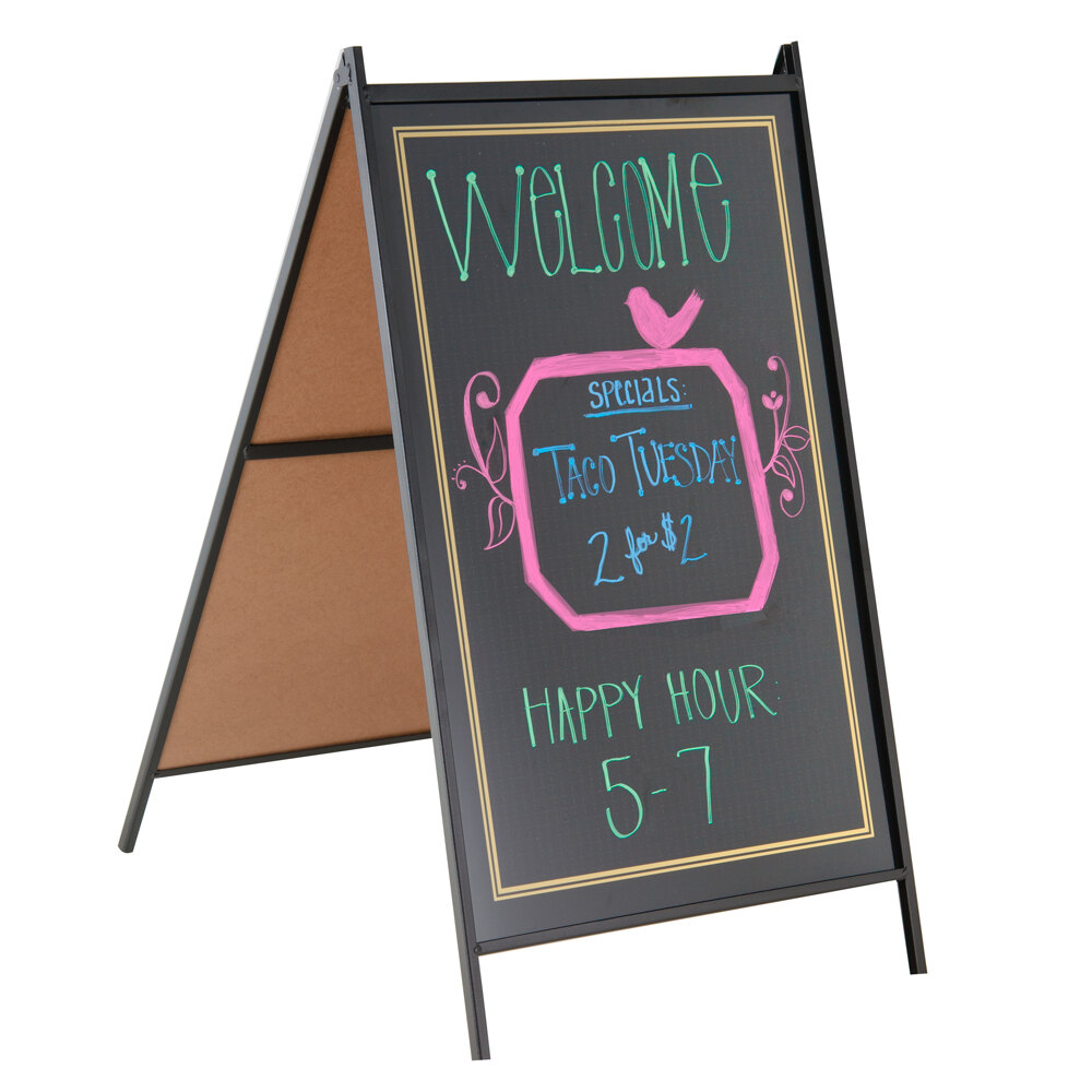 Black AFrame Easel WriteOn Sidewalk Sign Board 24" x 36"