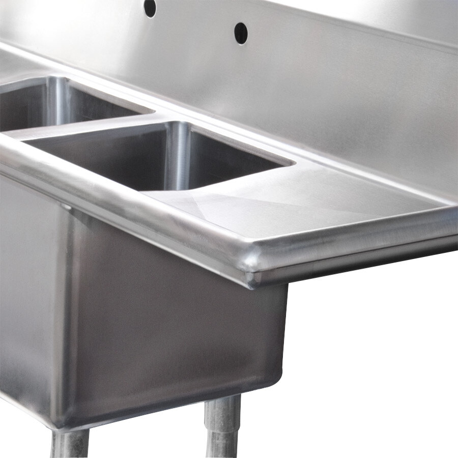 Regency 16 Gauge Two Compartment Stainless Steel Commercial Sink with Commercial Double Stainless Steel Sink With Drainboard