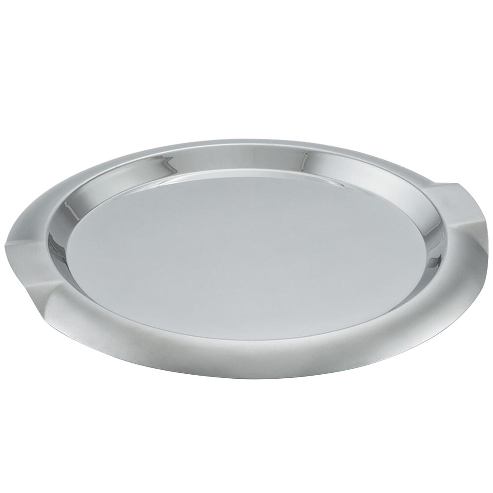 Vollrath 82097 Round Stainless Steel Serving Tray with Handles 14"