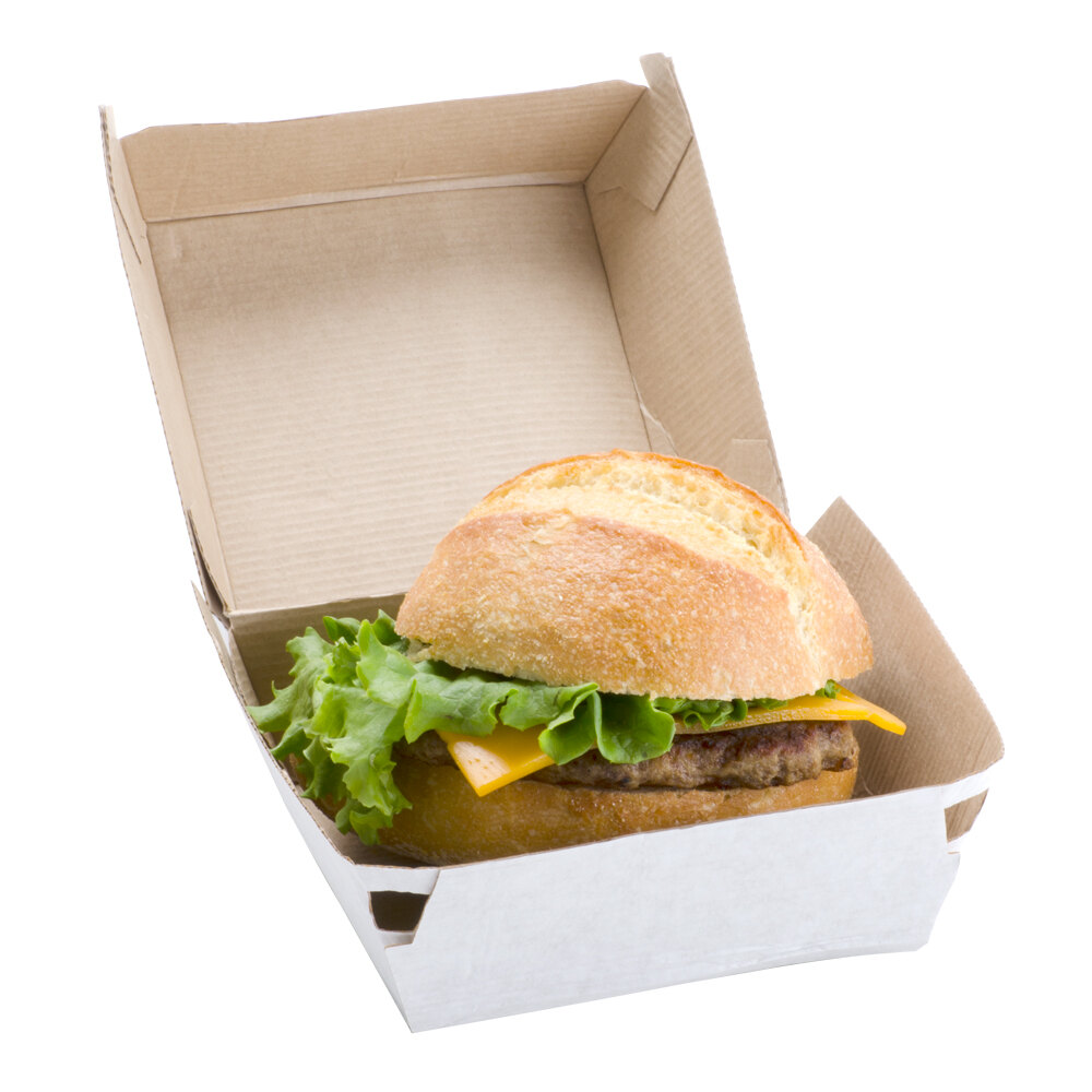 Hamburger Corrugated Clamshell TakeOut Box 400/Case 4" x 4" x 3"