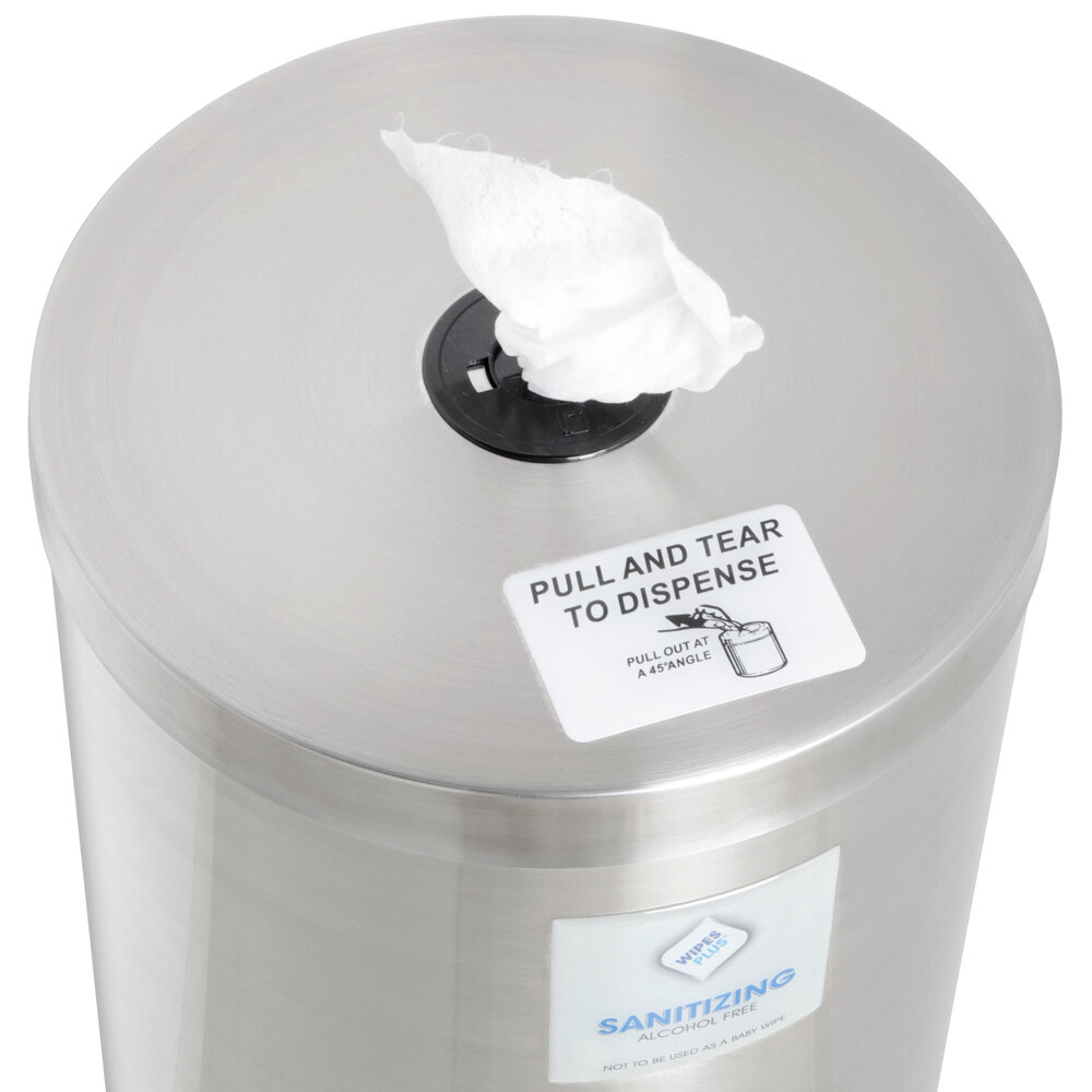 Disinfecting Wipe Dispenser Station with Trash Can Stainless Steel