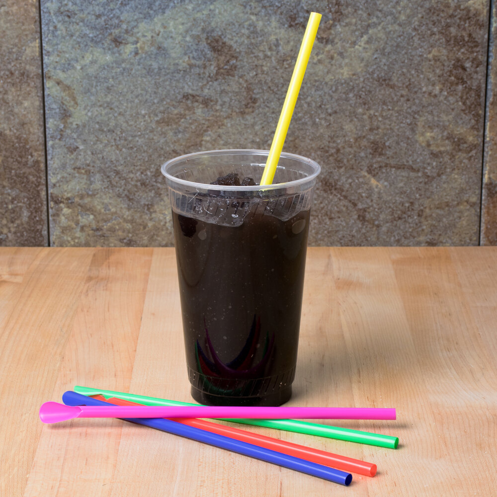 Choice 8" BoldlyColored Super Jumbo Spoon Straws 400 / Box