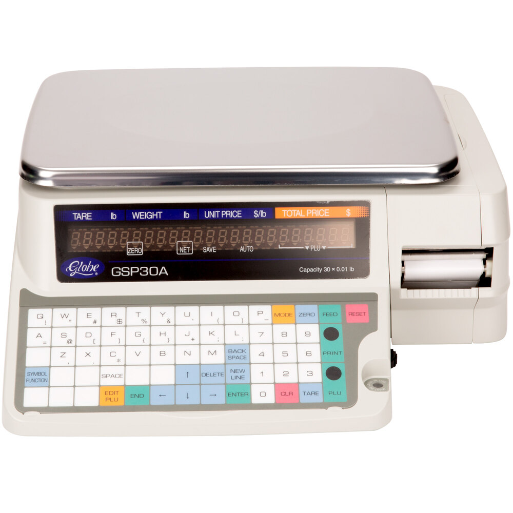 Globe GSP30B 30 lb. Price Computing Label Printing Scale, Legal for Trade