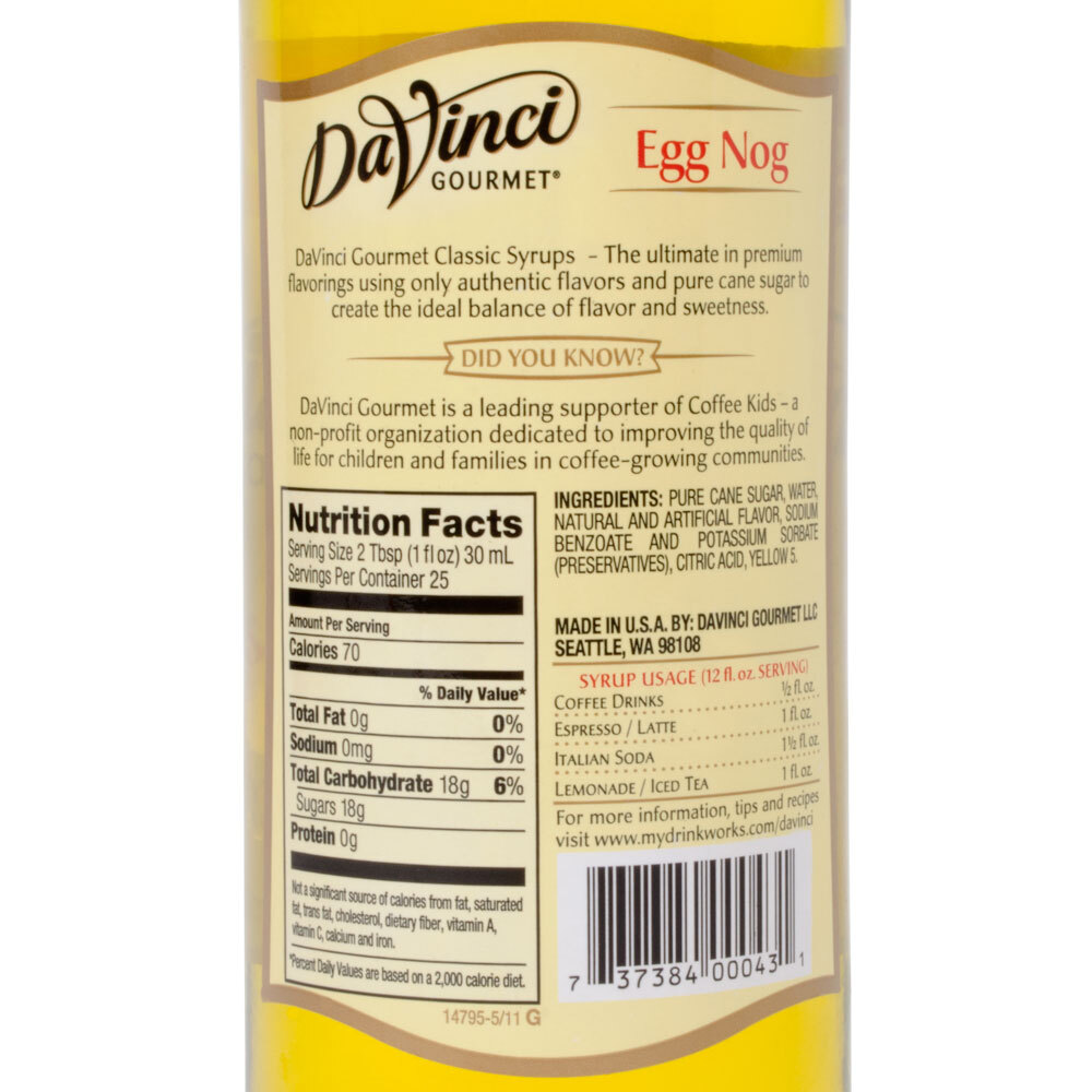 DaVinci Gourmet 750 mL Eggnog Classic Coffee Flavoring Syrup