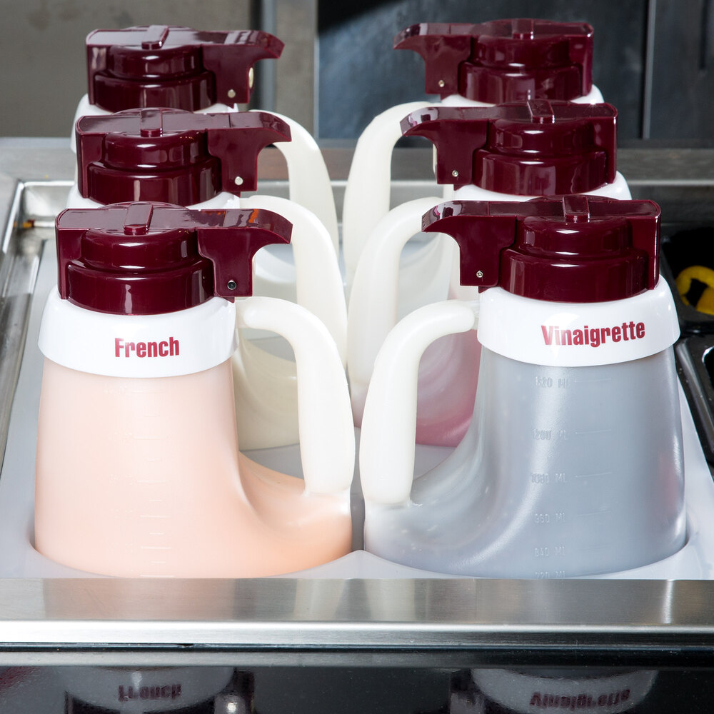 Tablecraft 481 Maroon ABS Top Salad Dressing Dispenser Set