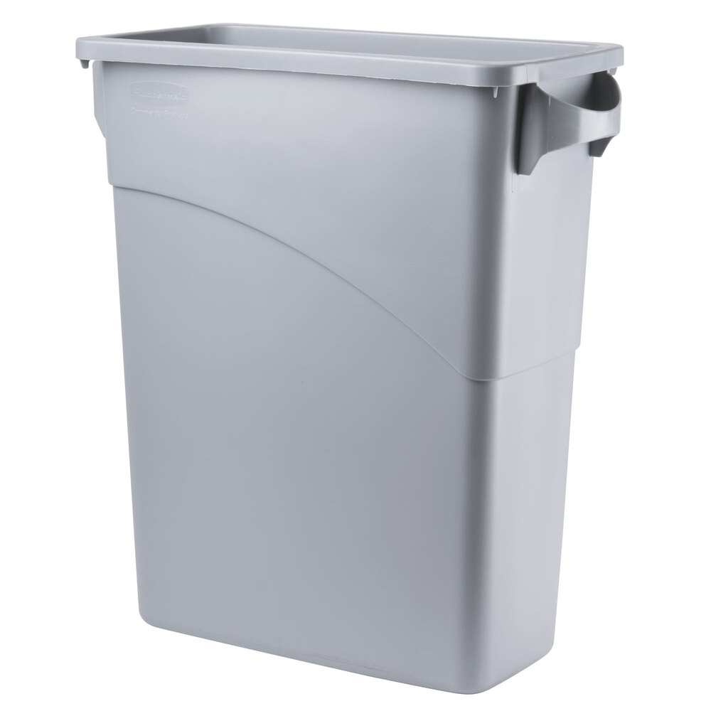 Rubbermaid FG354100LGRAY Gray 15.8 Gallon Slim Jim Wall Hugger Trash Can