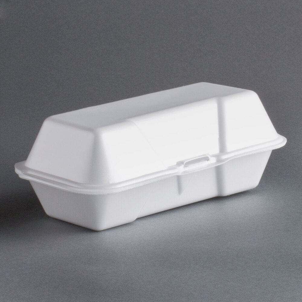Genpak 21600 8 1/2" x 4" x 3" Medium Foam Hoagie / Sub Container 125 / Pack