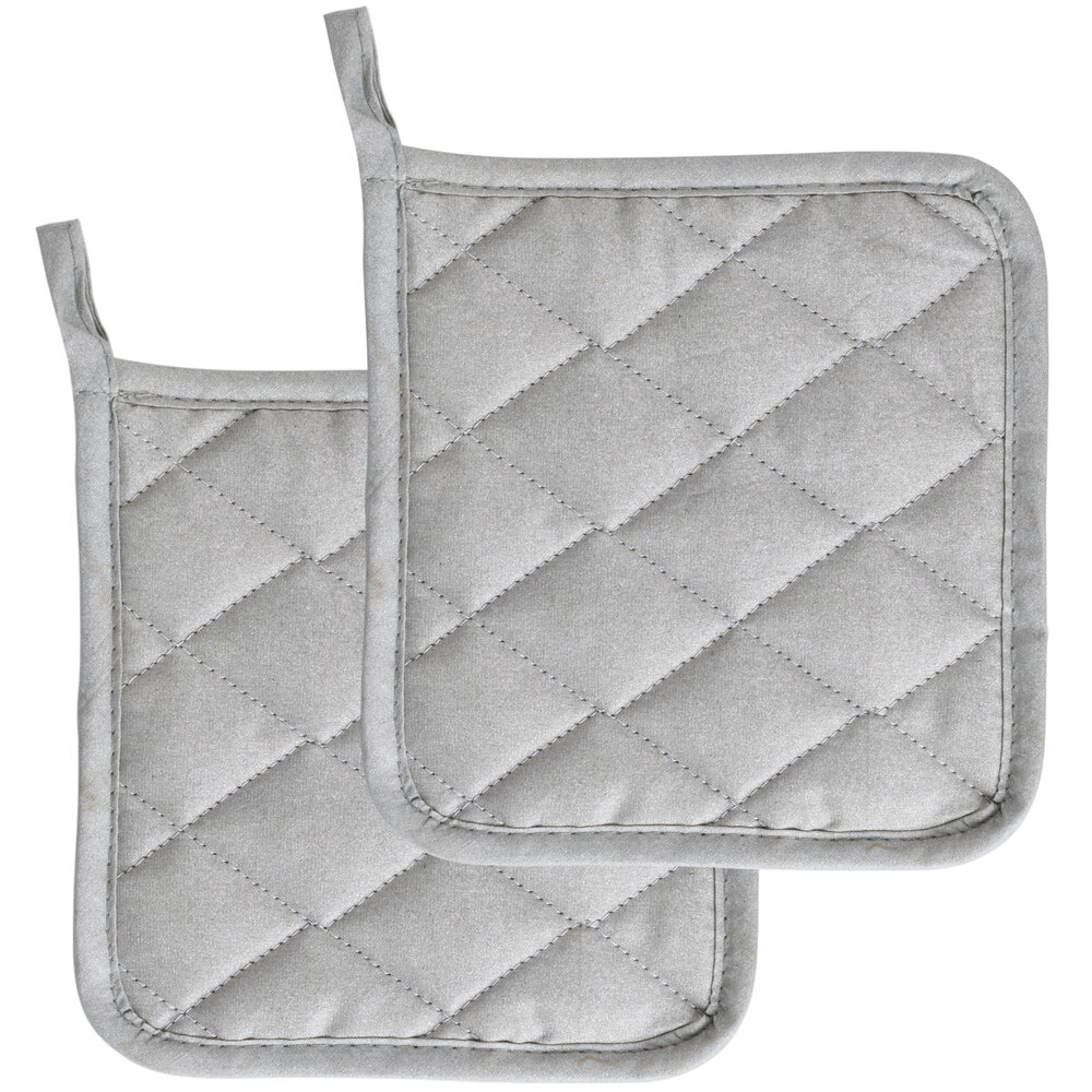 Choice 8" Square Silver Silicone Pot Holder 2/Pack