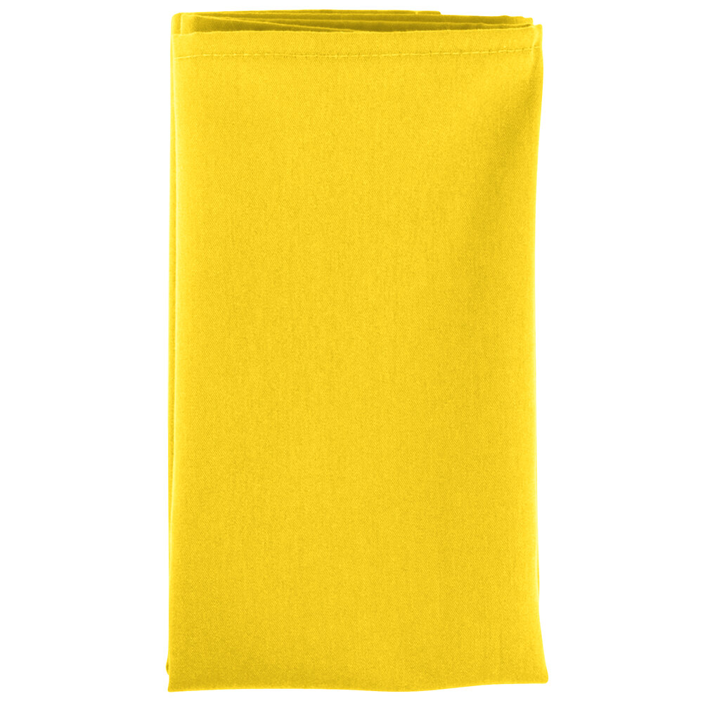20" x 20" Yellow Hemmed Polyspun Cloth Napkin 12/Pack