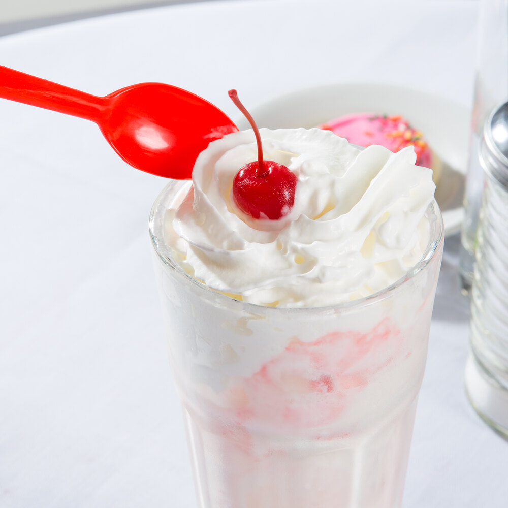 Choice 8" Red Plastic Soda / Sundae Spoon 50/Pack