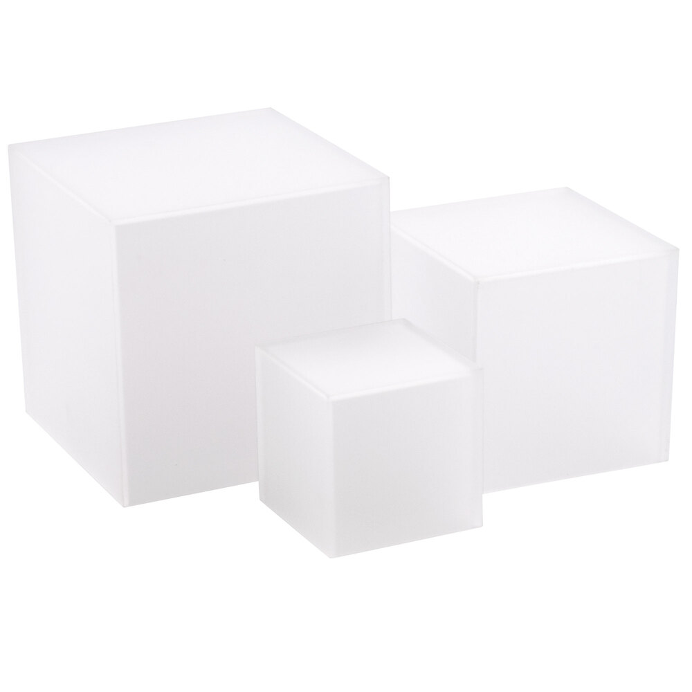 American Metalcraft AC579 Set of Three Frosted Acrylic Cube Risers