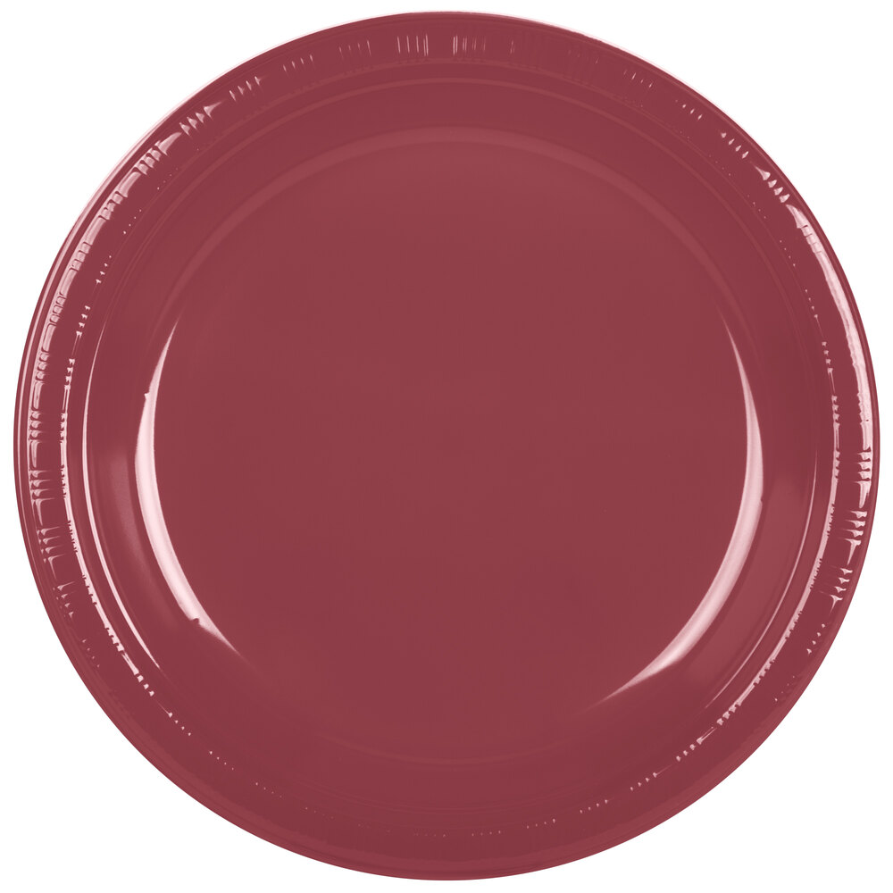 Creative Converting 28312231 10" Burgundy Plastic Plate 240/Case