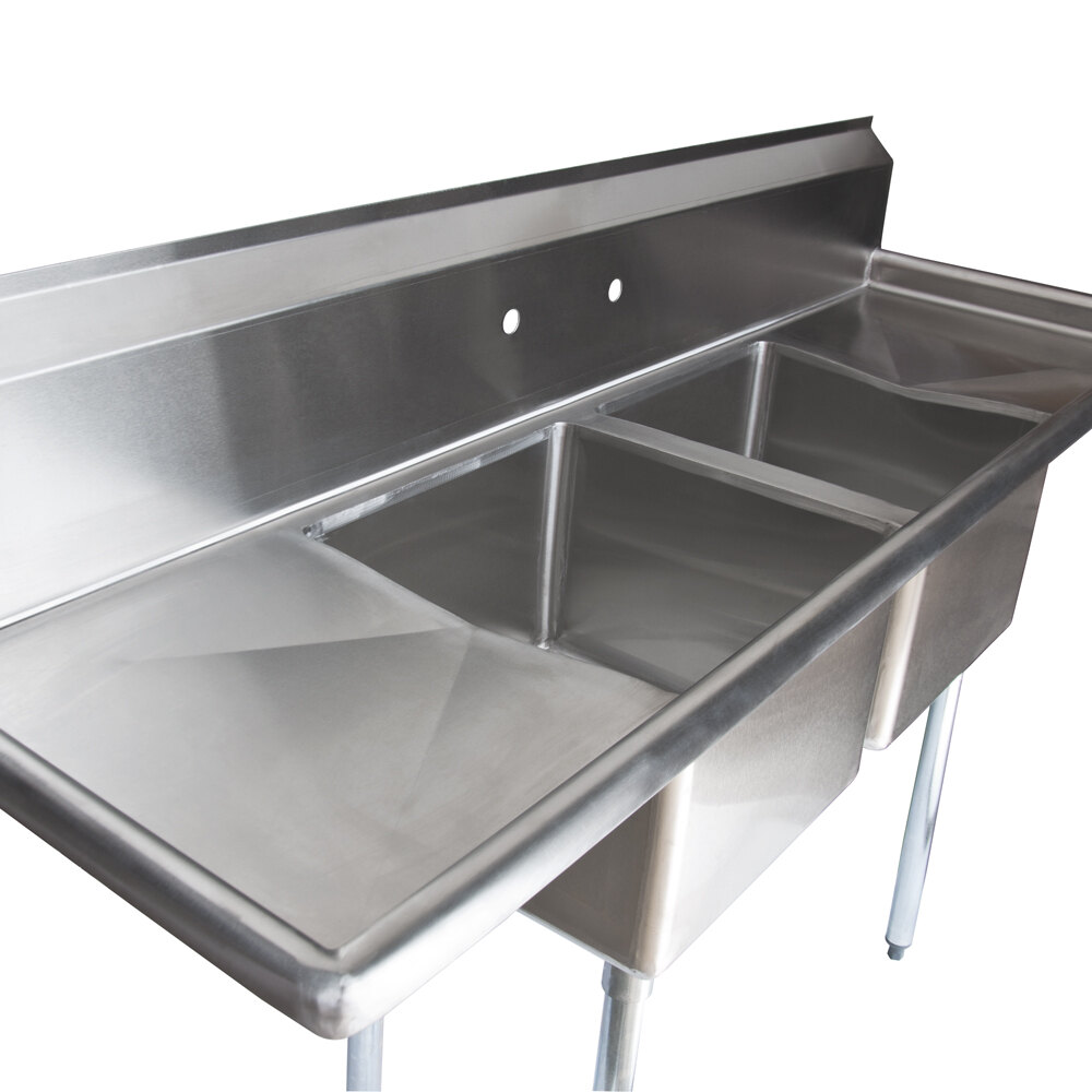 Regency 72" 16-Gauge Stainless Steel Two Compartment Commercial Sink 2 Bay Stainless Steel Commercial Sink