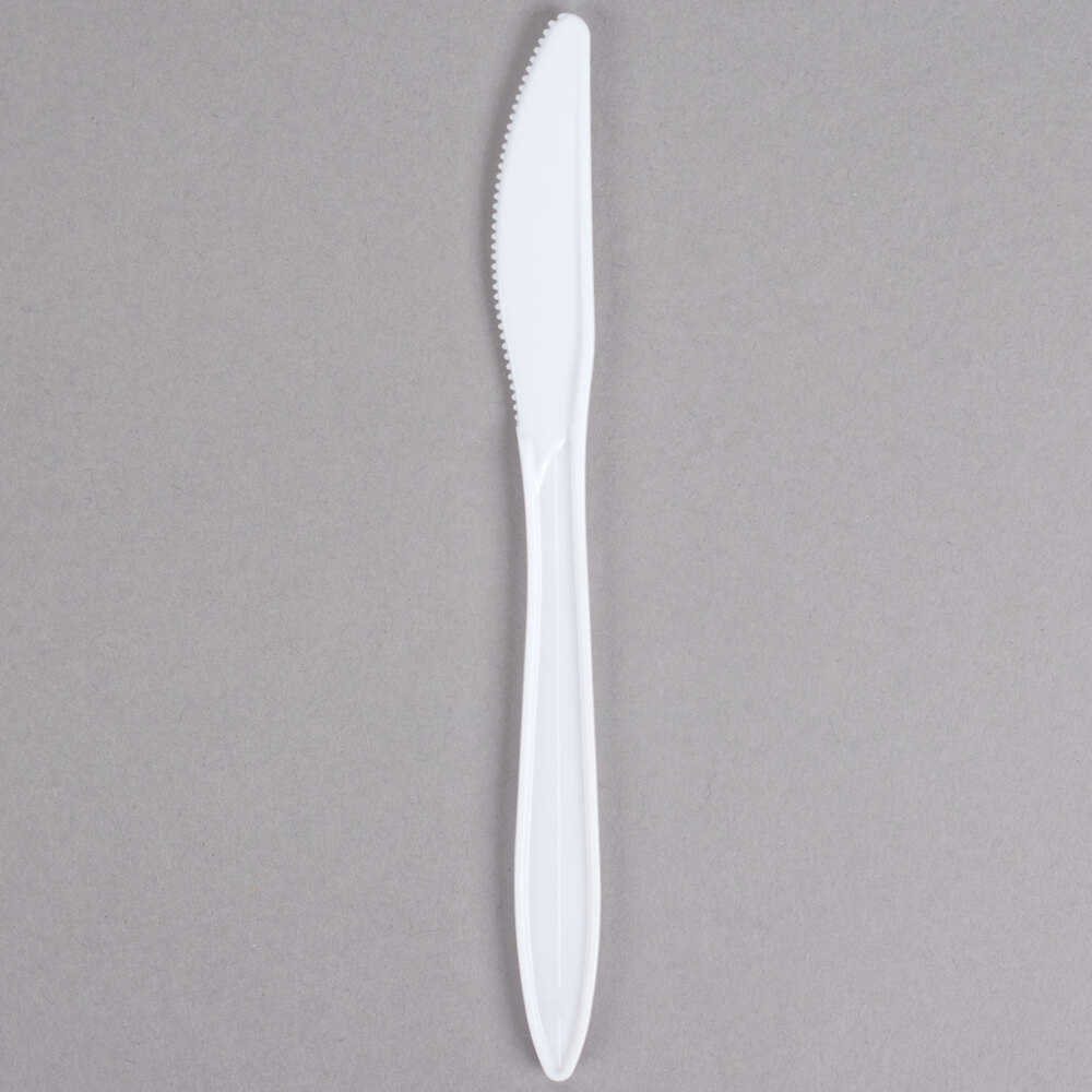 Choice Medium Weight White Plastic Knife 100/Pack