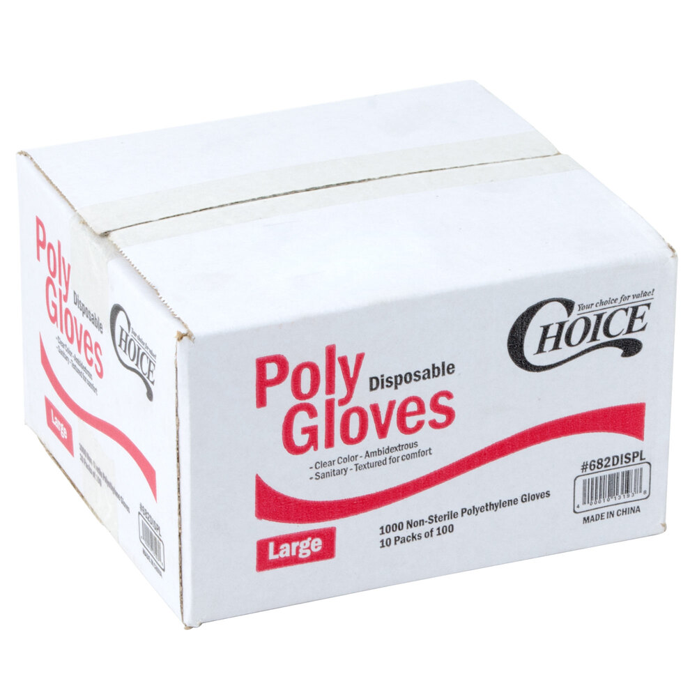 Choice Disposable Poly Gloves Large 1000 / Box for Food Service
