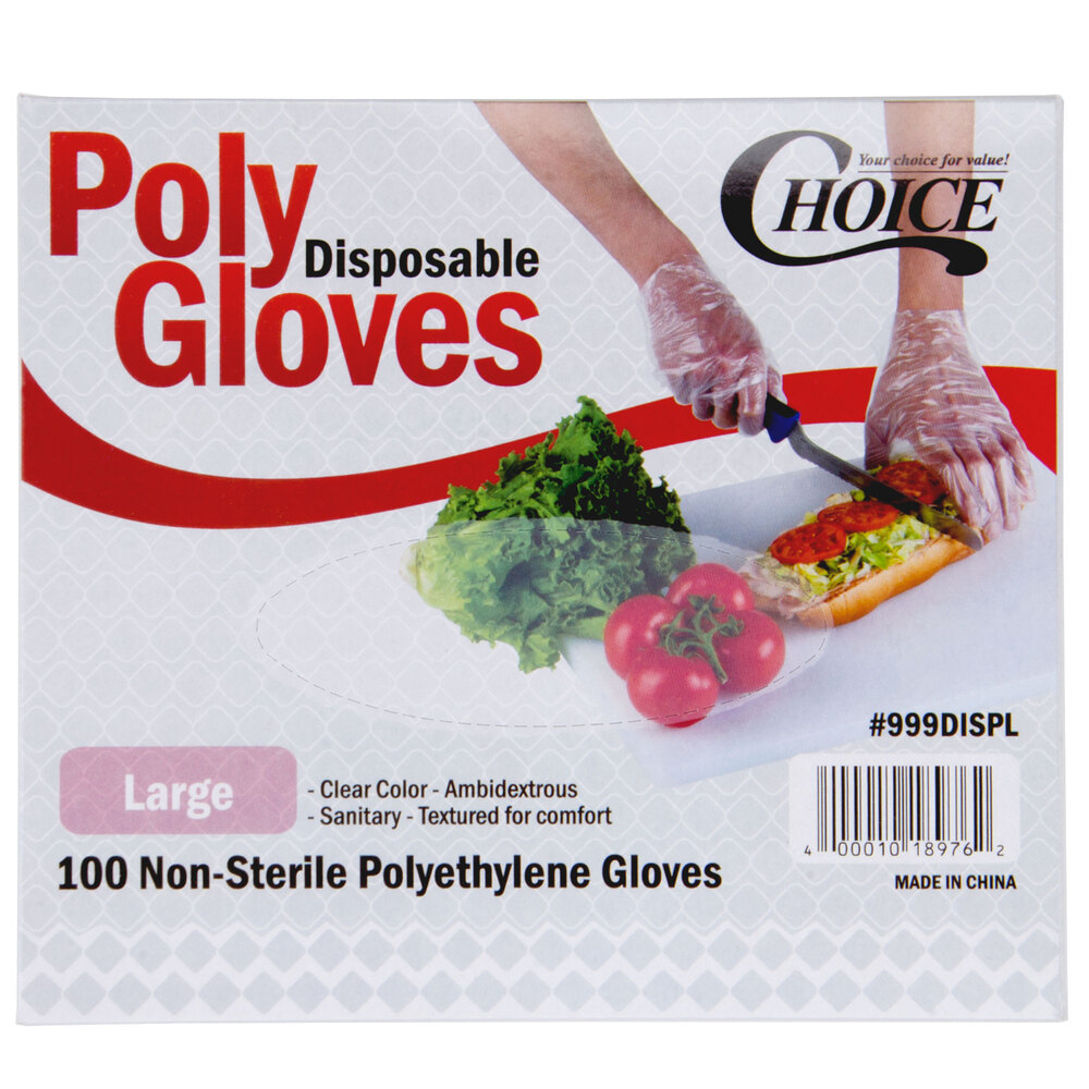 Choice Large Disposable Food Service Poly Gloves 1000/Case