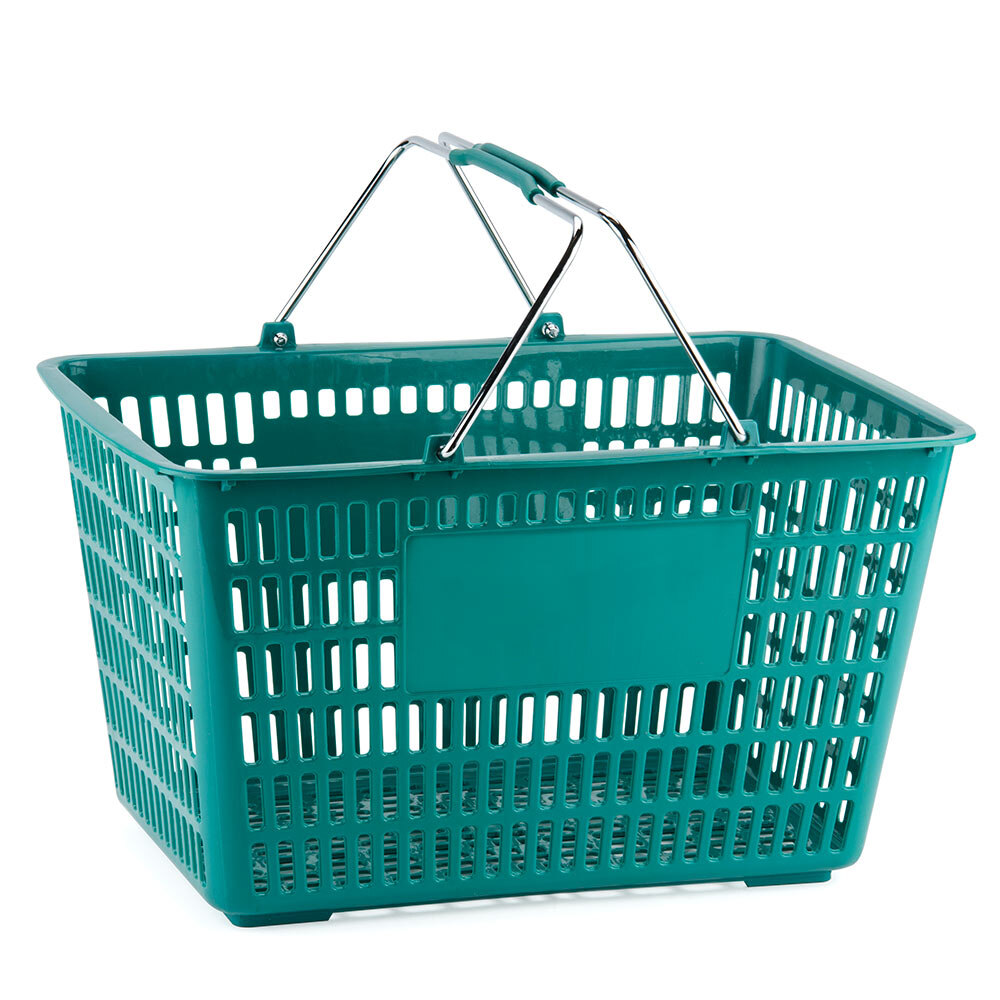 Green 19" x 13" Plastic Grocery Market Shopping Basket