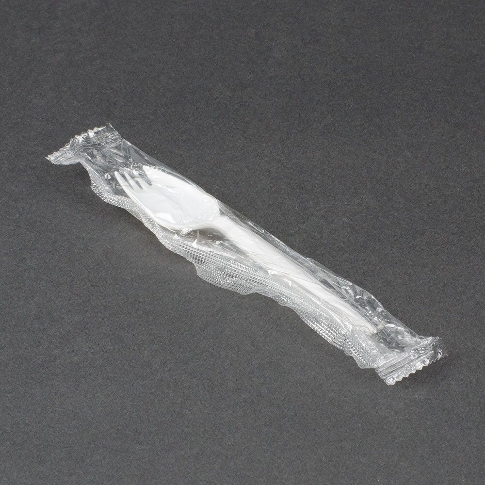 Choice Individually Wrapped Medium Weight White Plastic Spork 1000 / Case