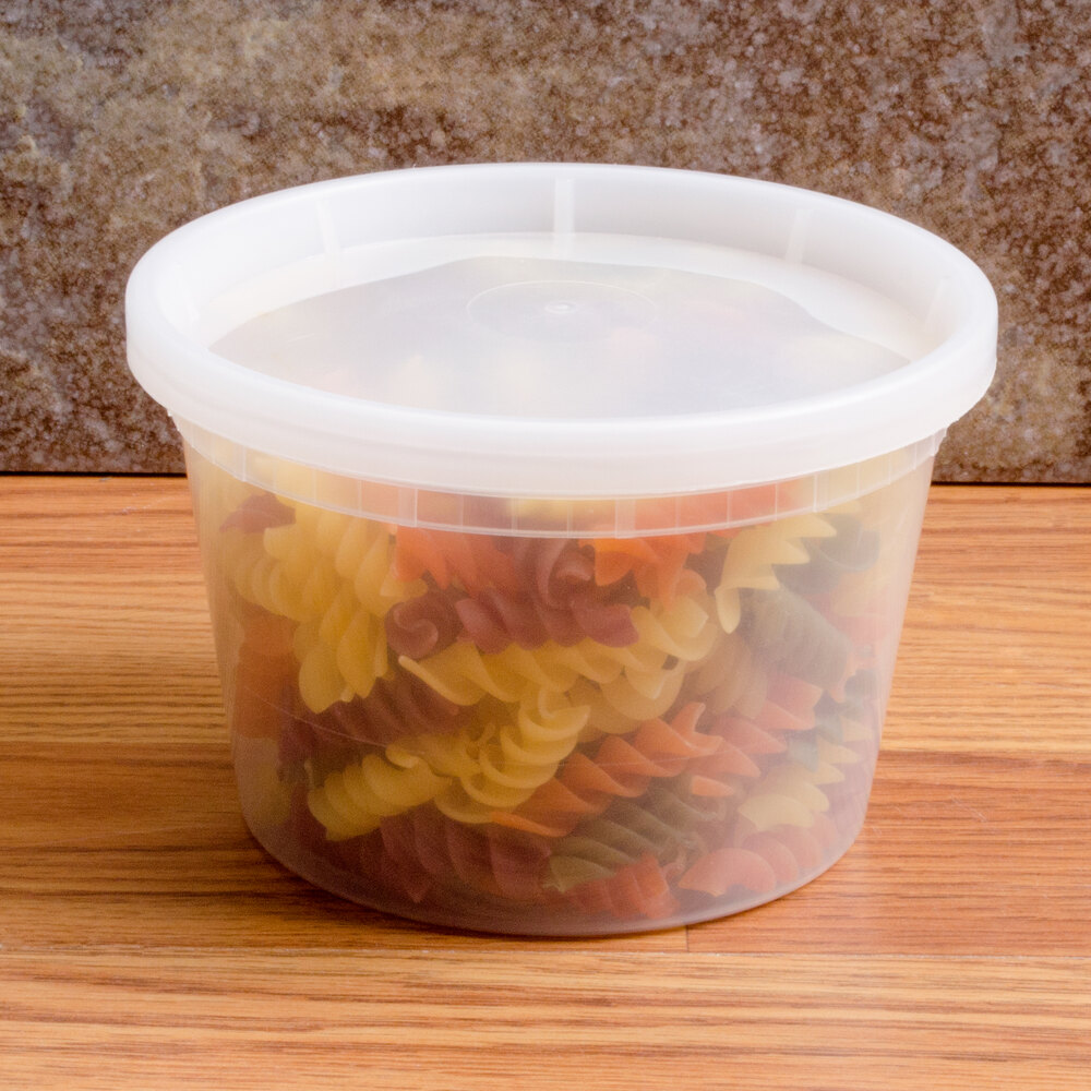 16 oz. Microwavable Translucent Plastic Deli Container with Lid 240