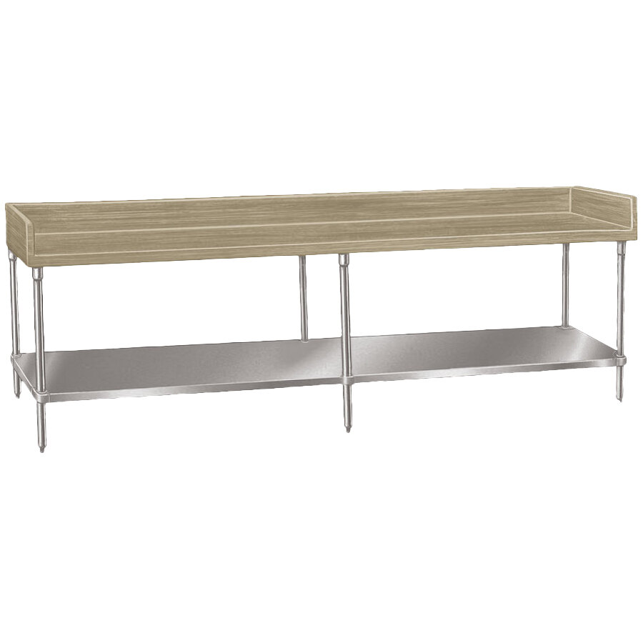 Advance Tabco BS368 Wood Top Baker's Table with Stainless Steel