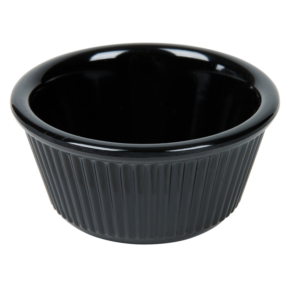 3 oz. Black Fluted Melamine Ramekin 12/Pack