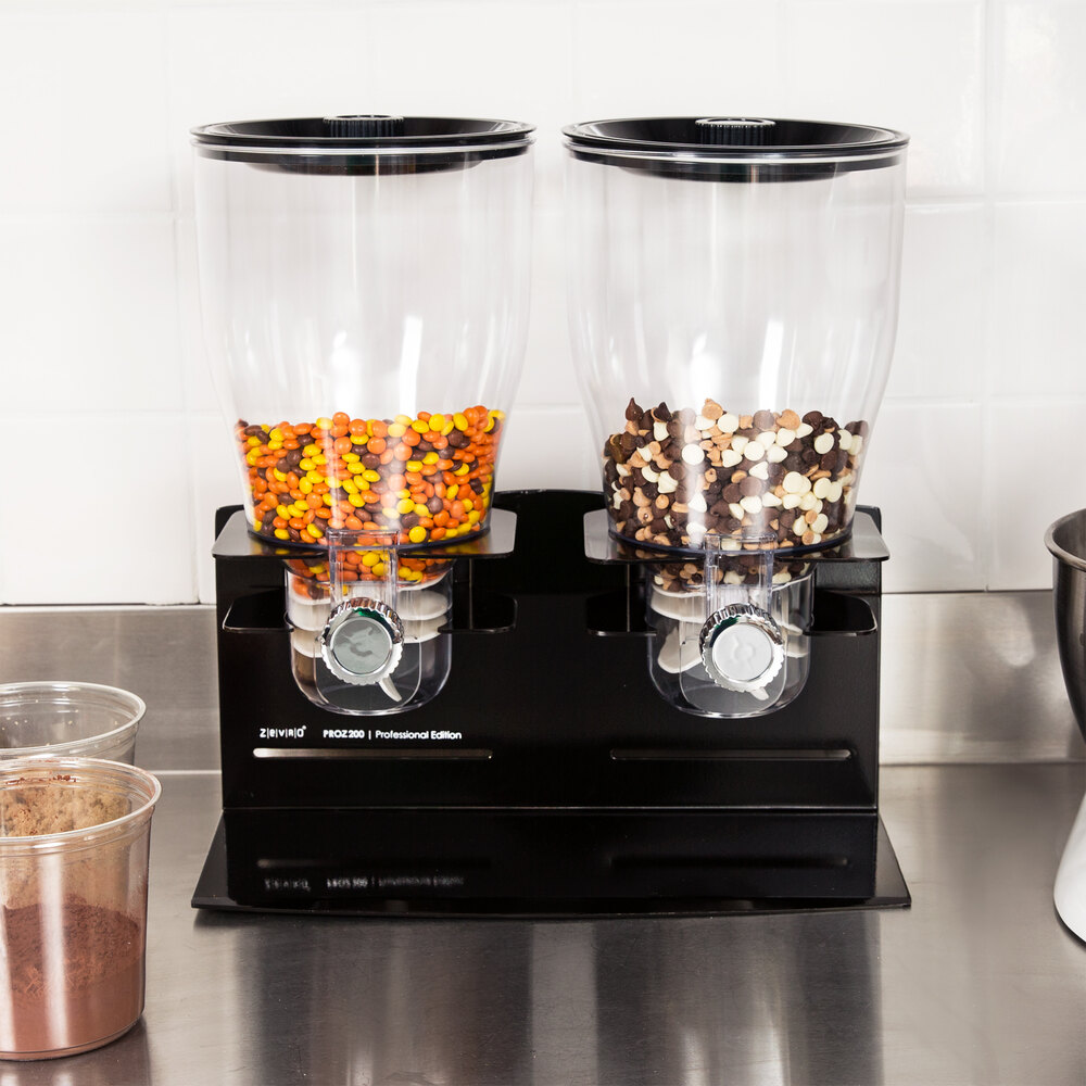 Zevro KCH06148 Professional Black Double Canister Dry Food Dispenser