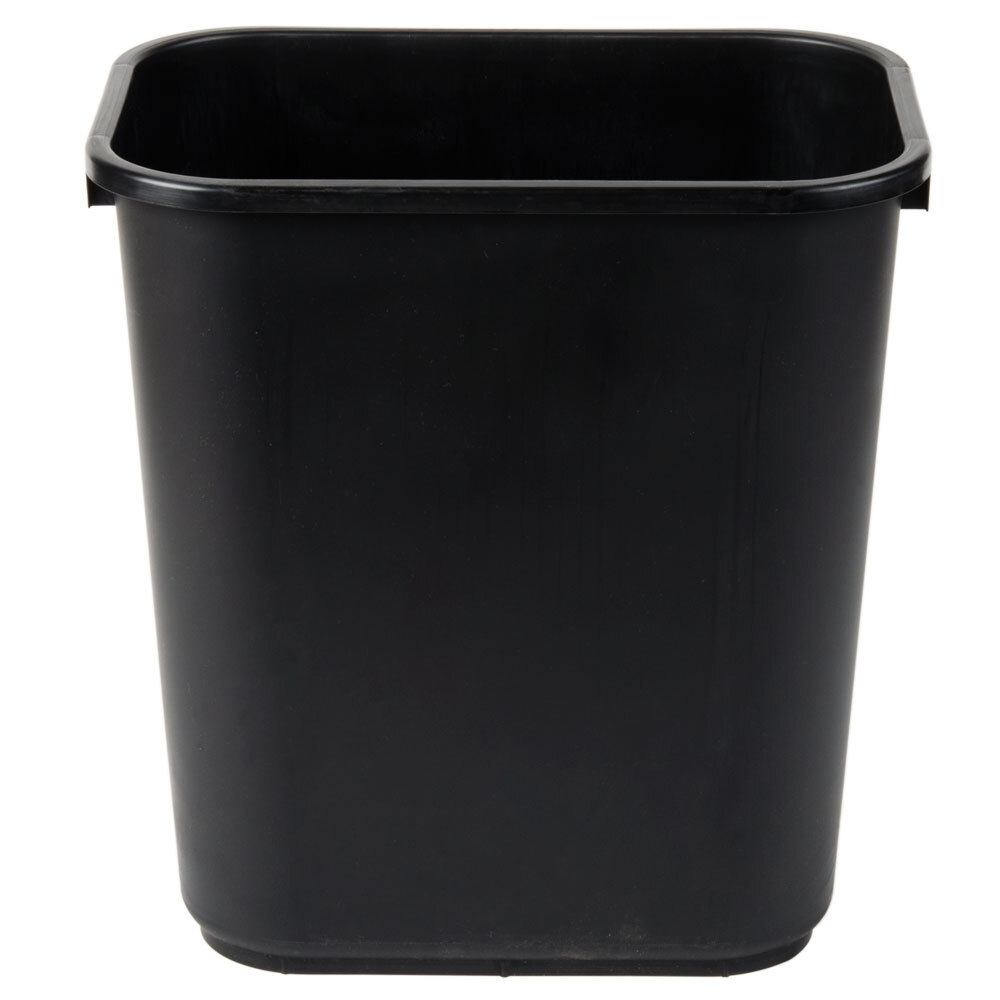 28 Qt. Black Rectangular Wastebasket